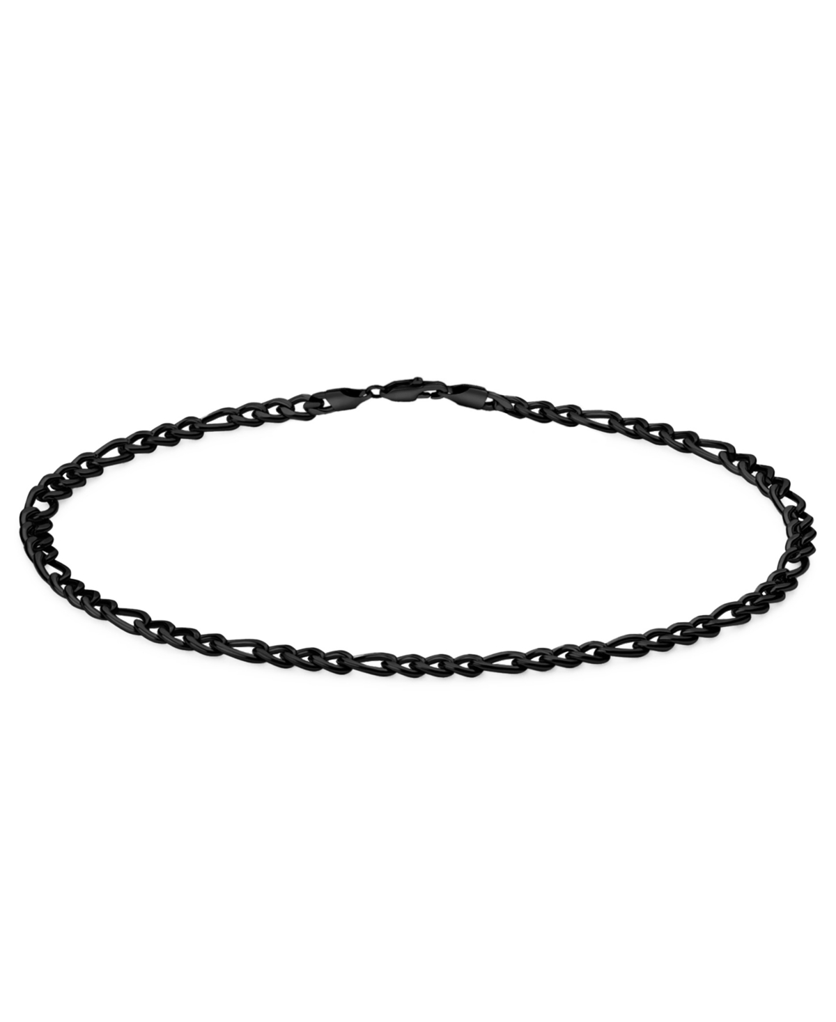 Rhona Sutton Men's Stainless Steel Black Plated Figaro Chain Bracelet - Black