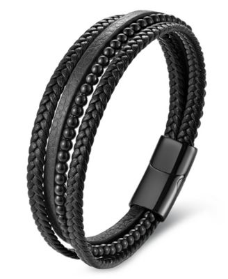 Men's Dominus Leather & Stainless Steel Bracelet