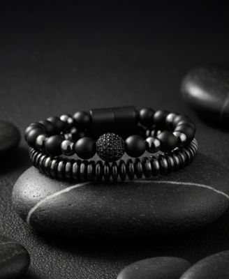 Men's Stainless Steel & Novar Black Bracelet