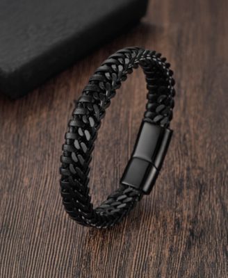 Men's Monarch Leather & Stainless Steel Bracelet