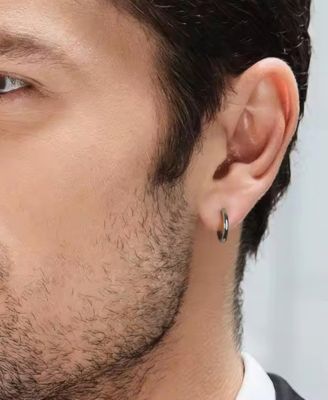 Men's Classic Hoop Earrings in Sterling Silver