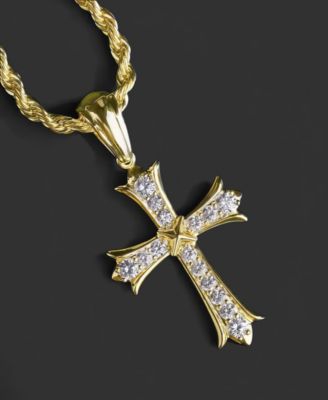 Men's Cross Pendant Necklace in 14k Gold Plated Sterling Silver