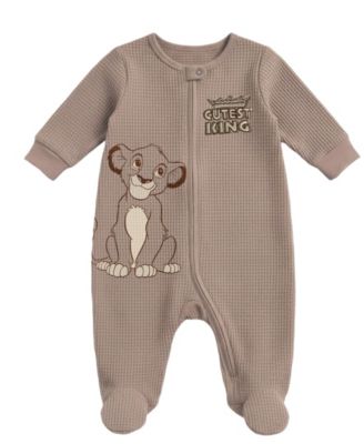 Baby Boys' Lion King Footed Coverall and Hat, 2-Piece Set