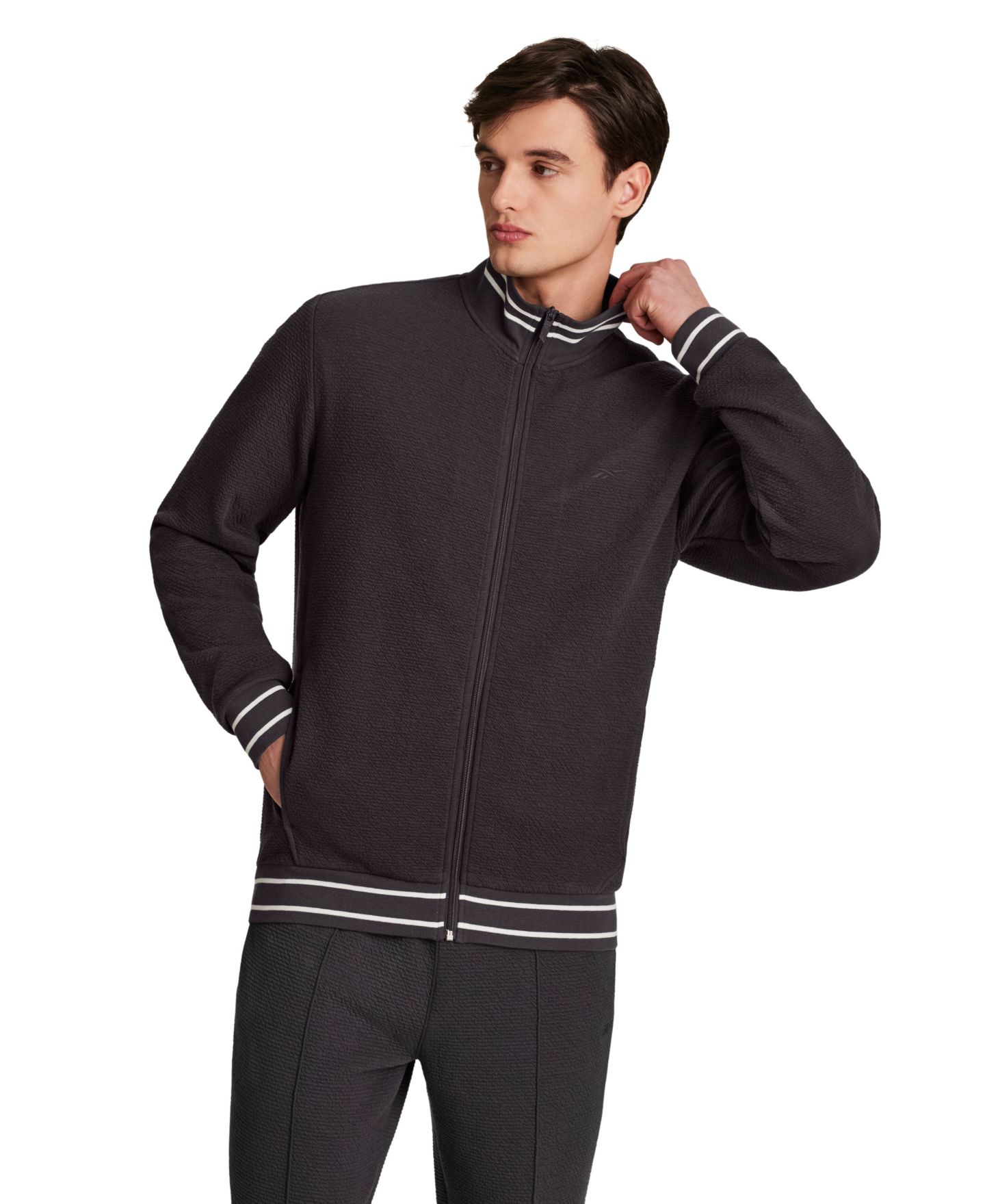 Мужская куртка Reebok Full-Zip Mock Neck, цвет: Серый — фото 1