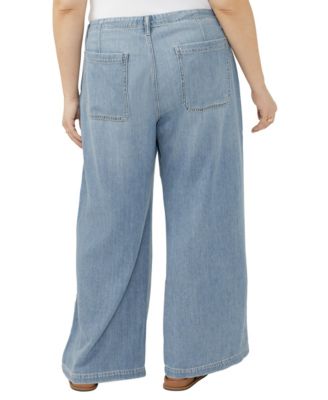 Plus Size Wide-Leg Drawstring Jeans