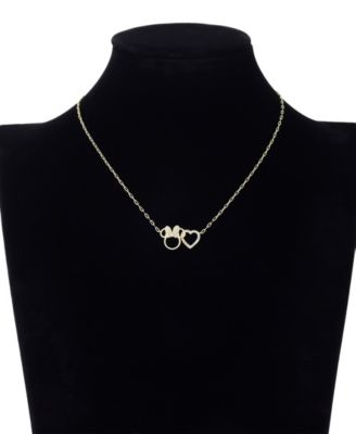 Minnie Mouse Crystal Open Heart and Minnie Pendant Necklace