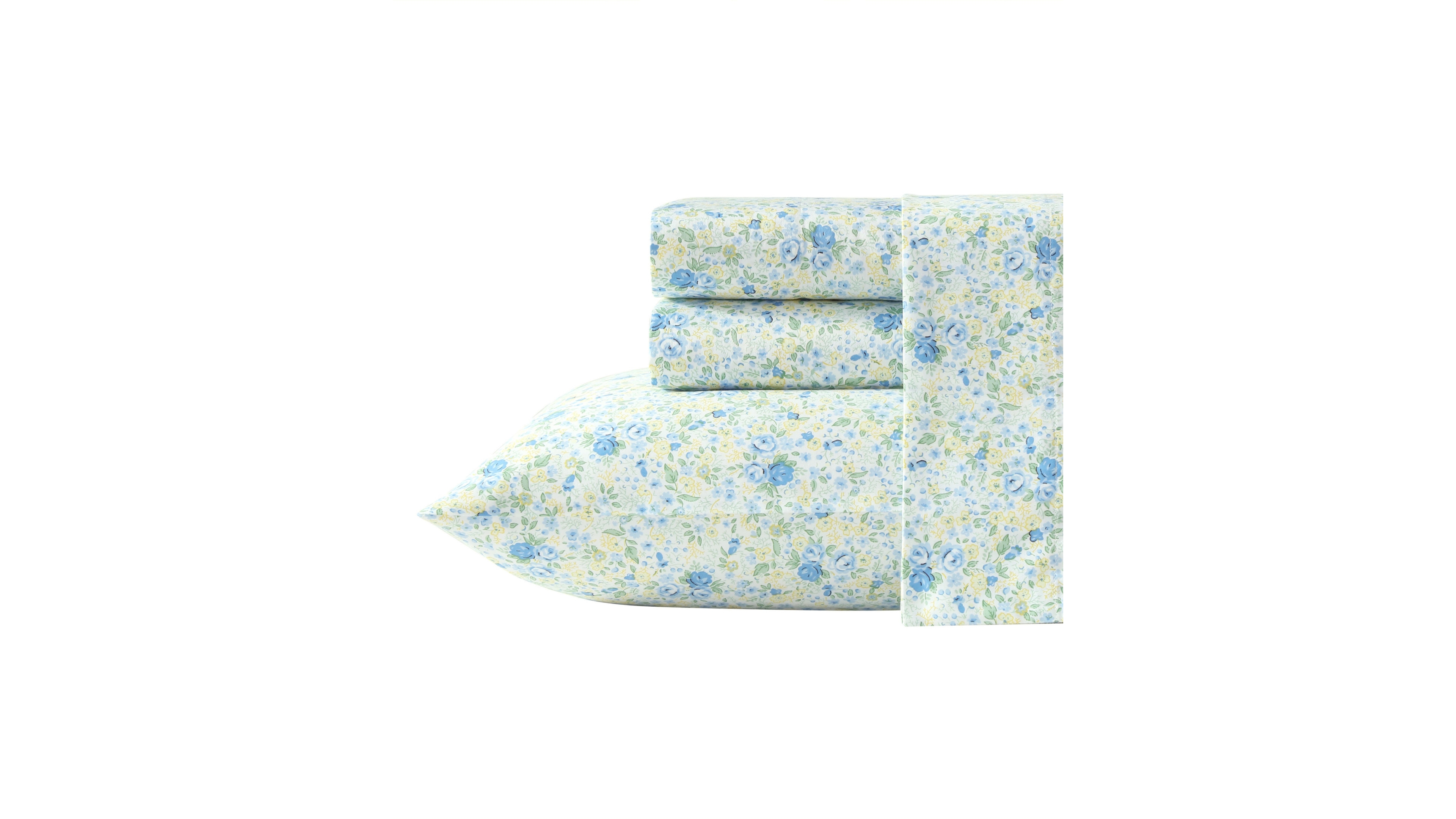 Laura Ashley Rowena 300-Thread Count Cotton Sateen 3-Pc. Sheet Set, Twin