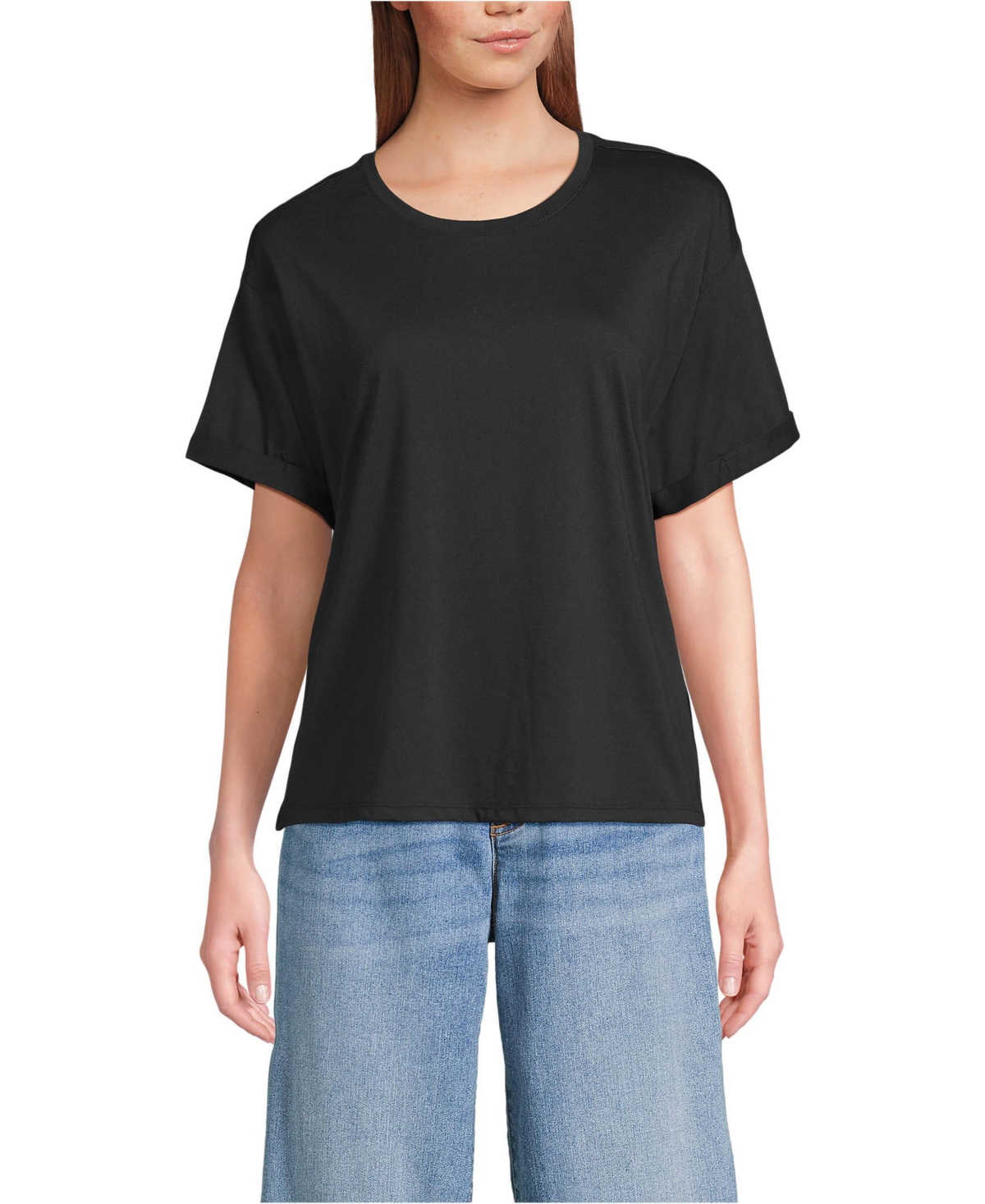 Lands' End Women's Oversized Supima Short Sleeve Crew Neck T-Shirt