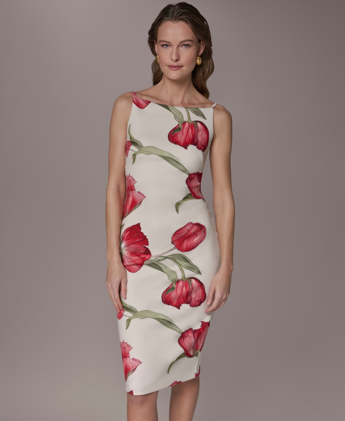 Donna Karan New York Petite Square-Neck Printed Sheath Dress