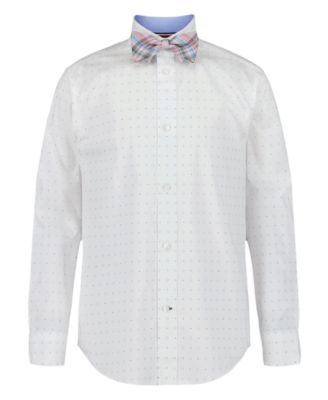 Boys' 8-20 Long-Sleeve Geo Dot Dress Shirt with Bow Tie