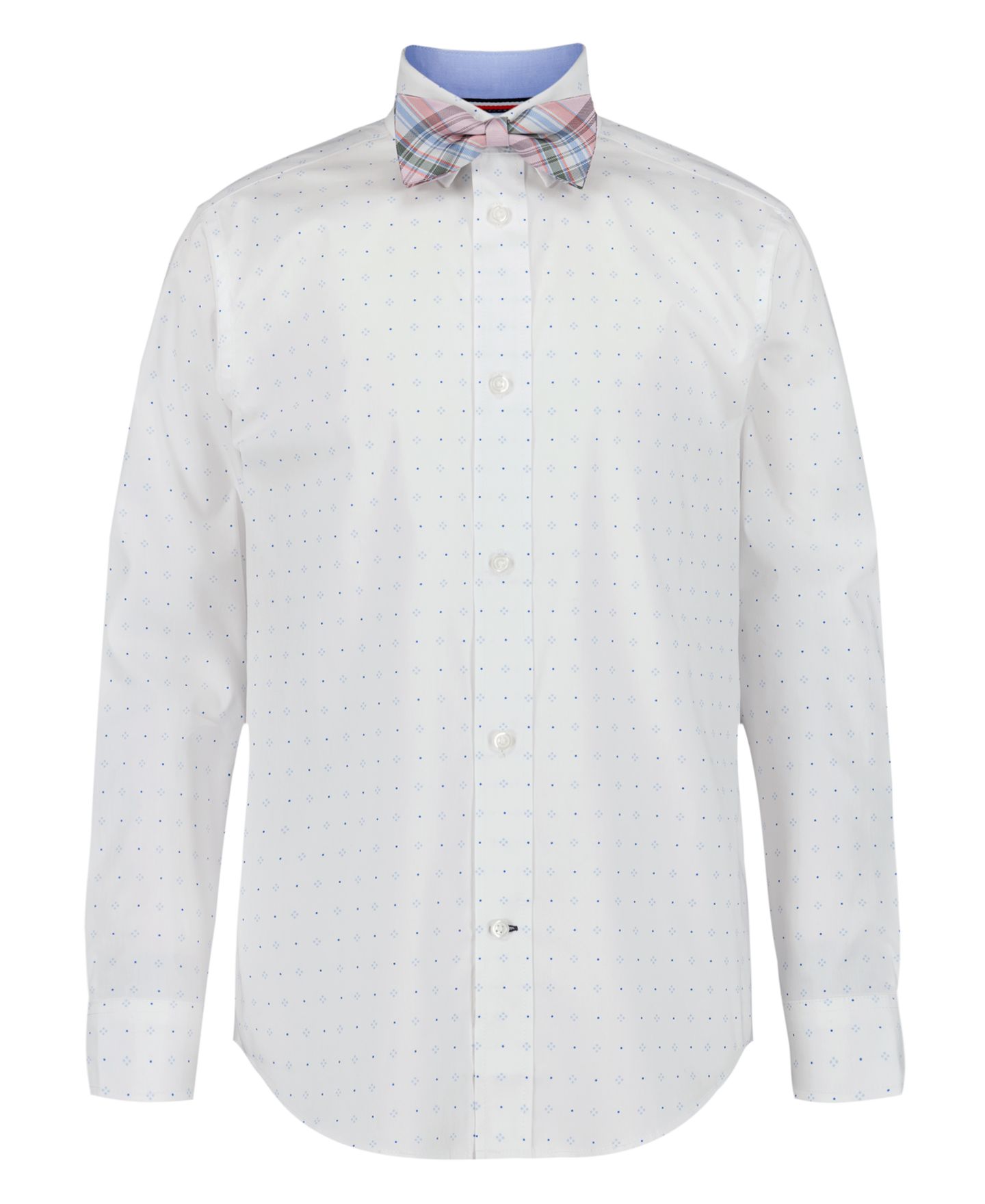 Рубашка Tommy Hilfiger Long-Sleeve Geo Dot Dress Shirt with Bow Tie для мальчиков, цвет: Белый — фото 1