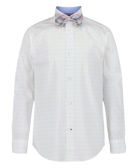 Рубашка Tommy Hilfiger Long-Sleeve Geo Dot Dress Shirt with Bow Tie для мальчиков, цвет: Белый