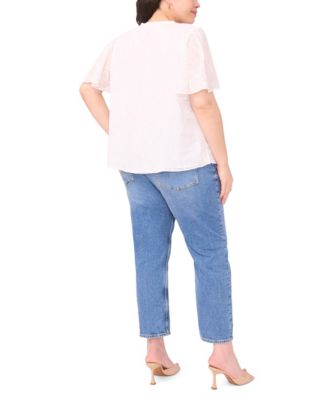 Plus Size Tie Neck Short-Sleeve Top