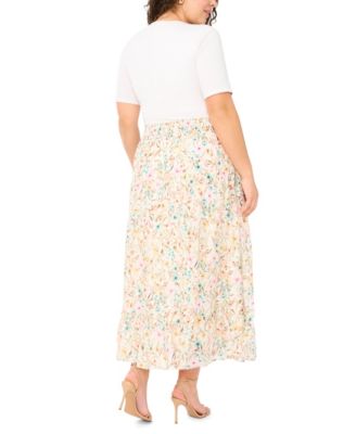 Plus Size Tiered Smocked Waist Maxi Skirt