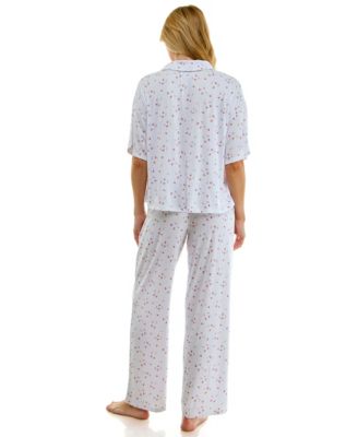 Women's Button-Up Top and Pull-On Pajama Pants, 2-Piece Set