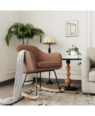 Rocking Chair Nursery, Teddy Baby Nursery Rocking Chairs, Glider Chair with Armrests and Upholstered Pad, Bedroom Rocker Chair for Baby & Kids