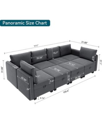Modular Sofa Sectional Sleeper Couch with 2 Ottomans,Modular Sectionals with Storage Seats