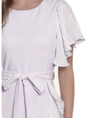 Women's Short-Sleeve Pleated Ruffle Dress