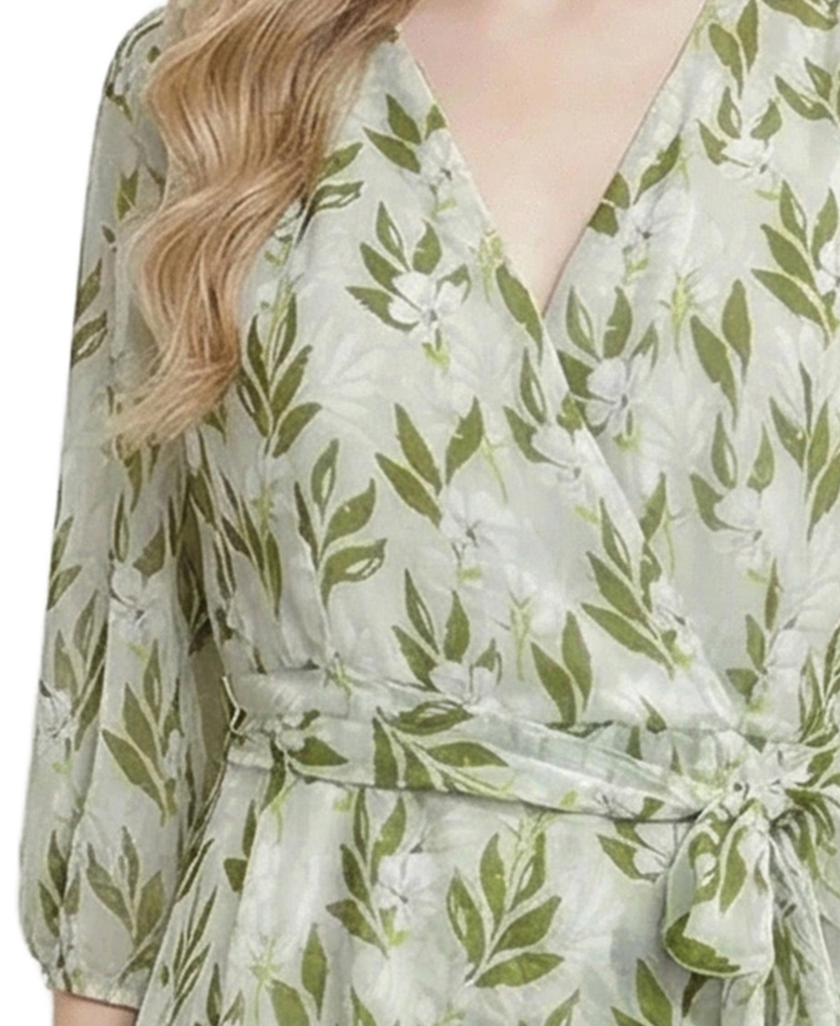 Ny Collection Women's V-Neck Belted Chiffon Dress