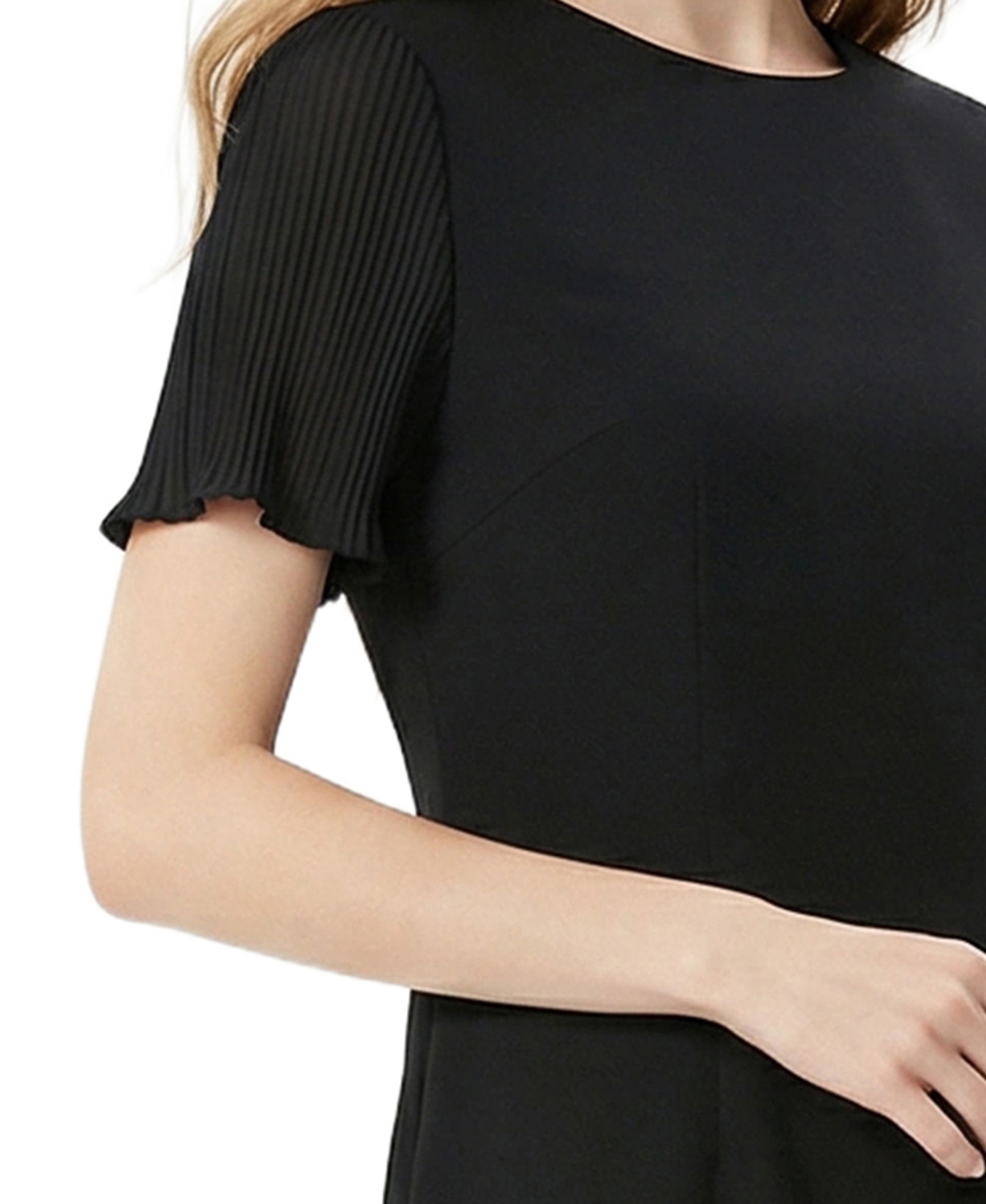 Ny Collection Women's Plisse Pleated Short-Sleeve Dress