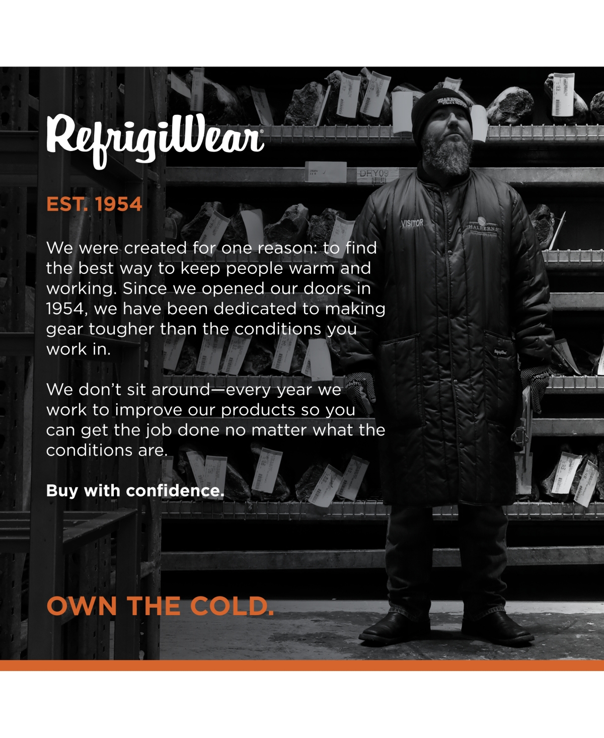 RefrigiWear Men's Cooler Wear Frock Liner - 10°F Comfort, Insulated, Water-Repellent, Knee-Length, Workwear for Freezer & Cold Environments