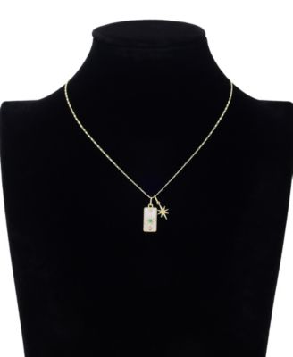 Cubic Zirconia and Mother of Pearl Celestial Cluster Charm Pendant Necklace