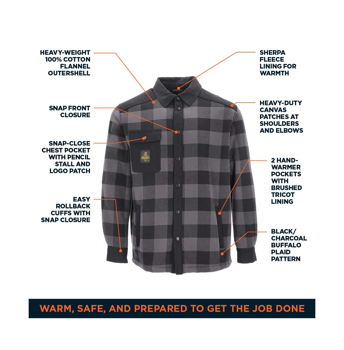 RefrigiWear Men's Heavyweight Flannel Work Shirt