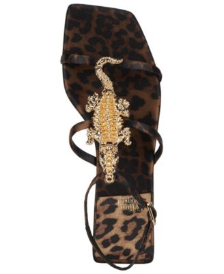 Women's Reptilian T-Strap Flat Sandals