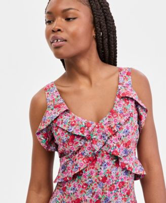 Women's Sleeveless Ruffle-Front  Maxi Dress