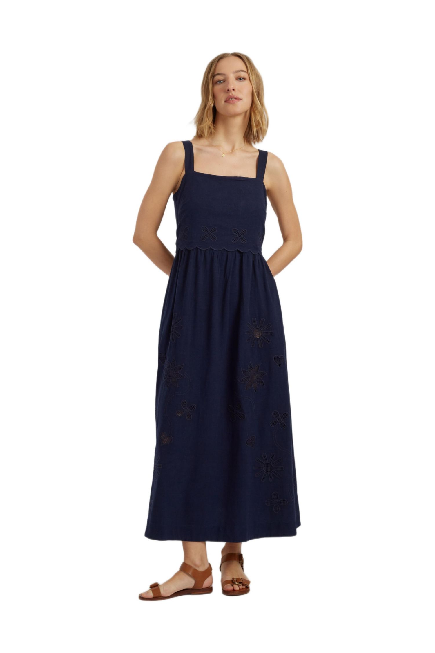 Women's Chinti and Parker Sienna Linen-Blend Broderie Summer Dress