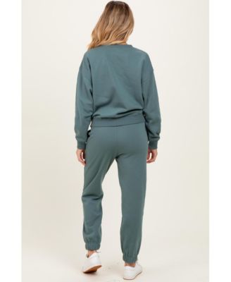 Maternity Black Fleece Long Sleeve Pullover & Jogger Set