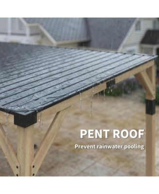 10'x20' Wood Gazebo, Hardtop Lean-to Gazebo Pergola, Light