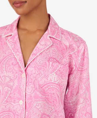 Women's Long-Sleeve Notch Collar Top and Pants Pajama Set