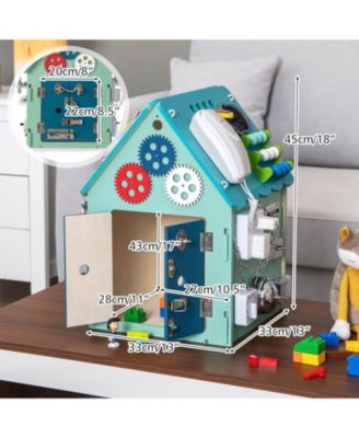 Montessori Playhouse with Sensory Games and Interior Storage, Blue Kids Play Tent