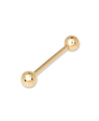 Solid 14k Gold Ball Straight Barbell Internally Threaded Tongue Ring