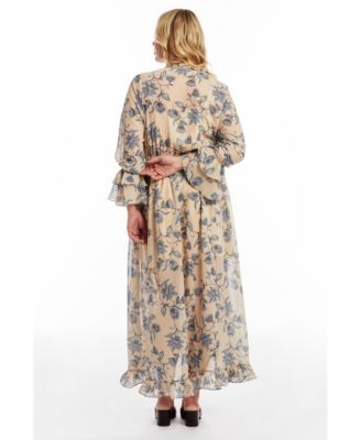 Women's Ruffle Detail Maxi Shirt Dress