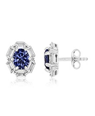 Tanzanite & Cubic Zirconia Stud Earrings in Sterling Silver