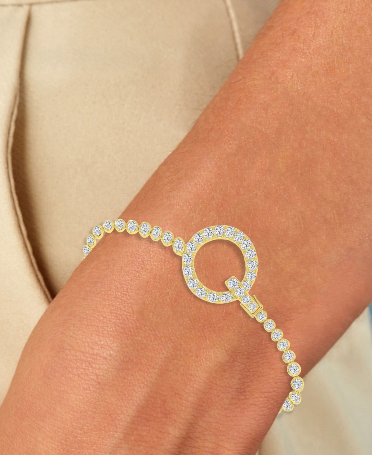 Macy's Cubic Zirconia Circle Tennis Bracelet in 14k Yellow Gold Over Sterling Silver