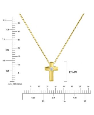 Cubic Zirconia Cross Necklace in 14k Yellow Gold Over Sterling Silver