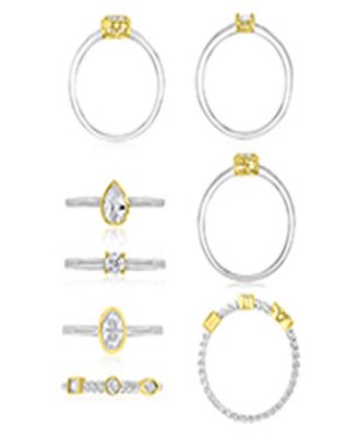 4-Pc. Polished Cubic Zirconia Quadruple Ring in Rhodium Over Sterling Silver