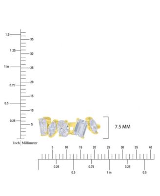 Multi-Shaped Cubic Zirconia Ring in 14k Yellow Gold Over Sterling Silver