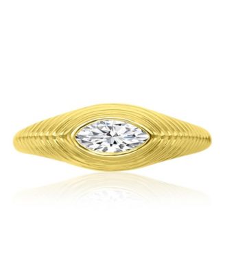 Cubic Zirconia Marquise Ring in 14k Yellow Gold Over Sterling Silver