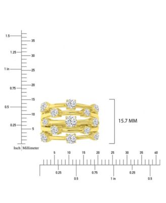 Cubic Zirconia 5-Row Ring in 14k Yellow Gold Over Sterling Silver