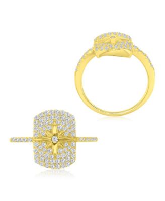 Cubic Zirconia Star Pave Ring in 14k Yellow Gold Over Sterling Silver