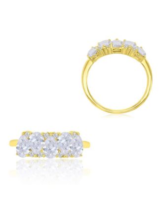Pear-Shaped Cubic Zirconia Ring in 14k Yellow Gold Over Sterling Silver