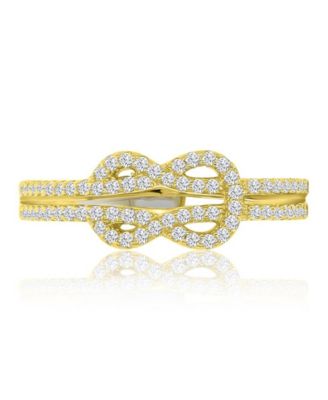 Infinity Knot Cubic Zirconia Ring in 14k Yellow Gold Over Sterling Silver
