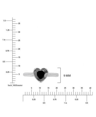Heart-Shaped Black & Cubic Zirconia Ring in Rhodium Over Sterling Silver
