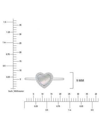 Cubic Zirconia and Imitation Pearl Heart Ring in Rhodium Over Sterling Silver