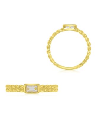 Cubic Zirconia Ring in 14k Yellow Gold Over Sterling Silver