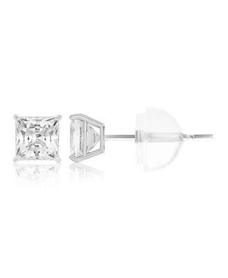 White Swarovski Zirconia Solitaire Earrings in 14k White Gold